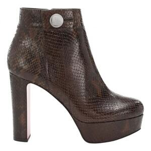 Christian Louboutin Janis Boot Alta 120 Dark Brown Platform Ankle Heel Boot 37